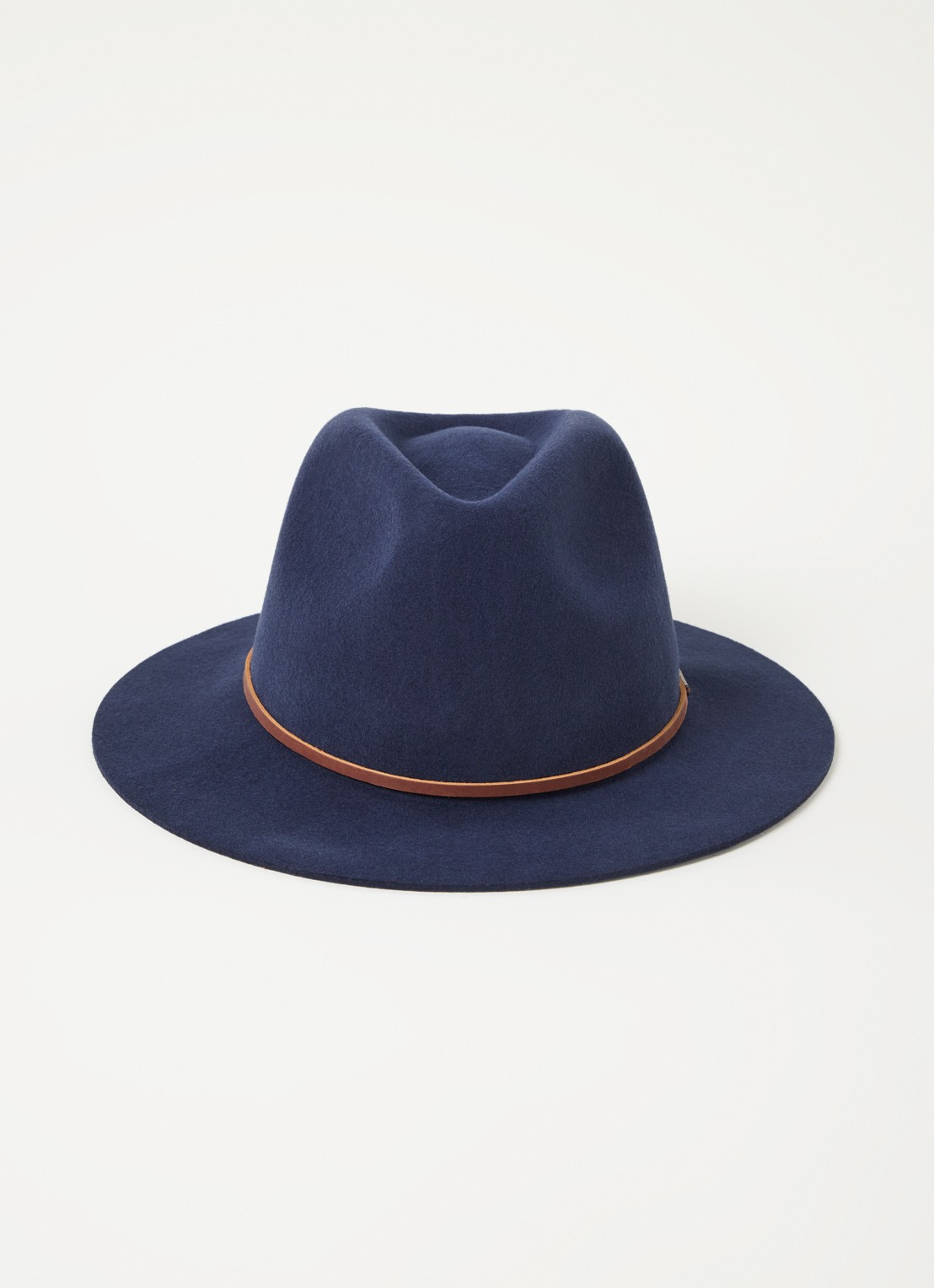 Brixton Wesley Fedora hoed van wol - voorkant donkerblauw