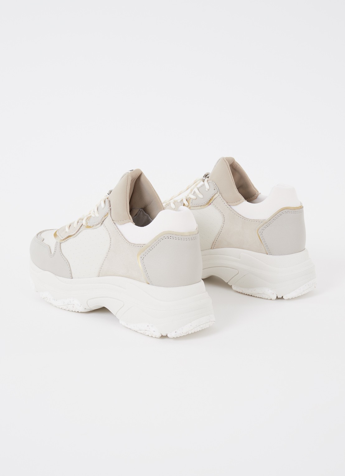 Bronx Baisley sneaker met leren details - detail 3 gebroken wit