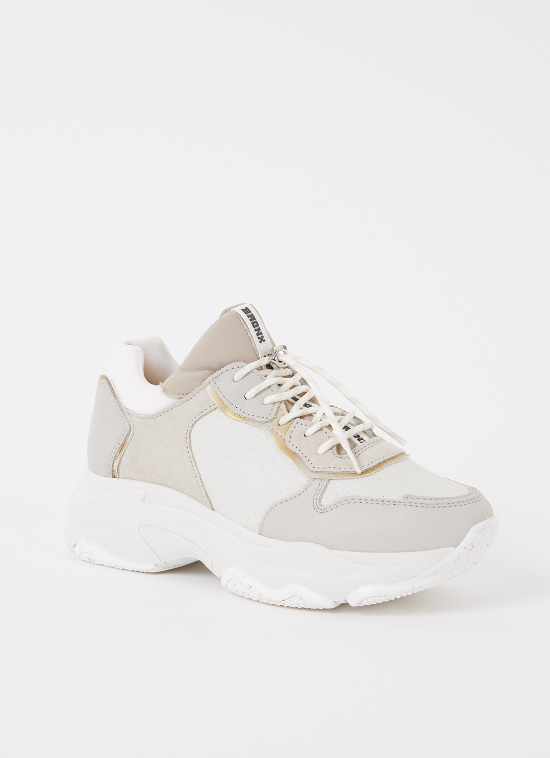 Bronx Baisley sneaker met leren details - voorkant gebroken wit