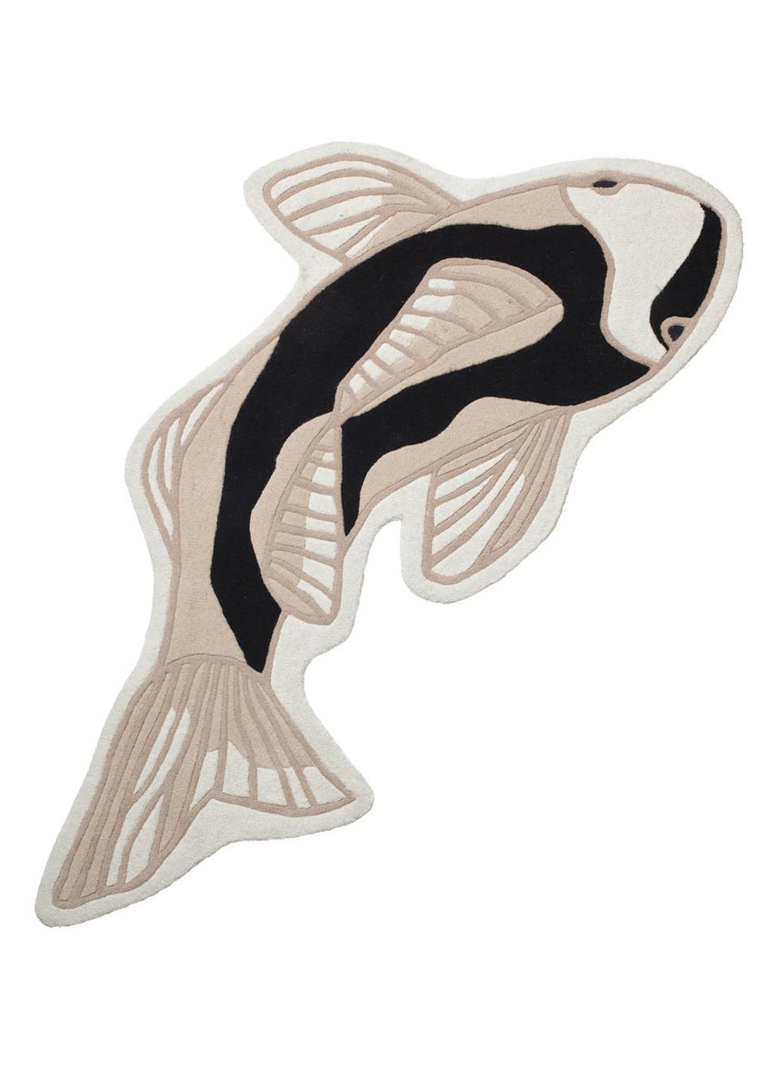 Broste Copenhagen Koi Vis vloerkleed 130 x 97 cm - voorkant zwart