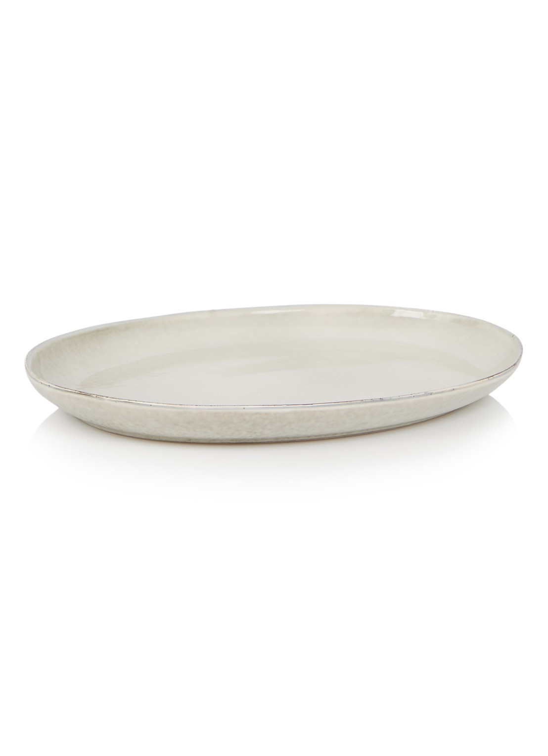 Broste Copenhagen Nordic Sand schaal van aardewerk 35 cm - voorkant lichtgrijs