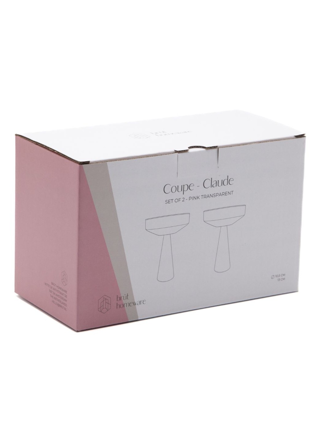 Brût Homeware Coupe glas 22,5 cl set van 2  - detail roze