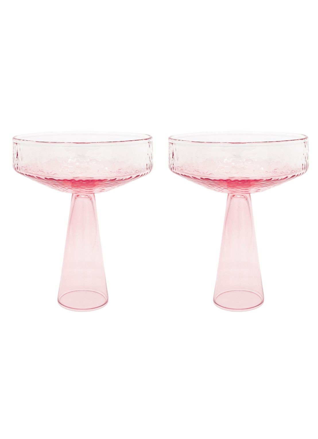Brût Homeware Coupe glas 22,5 cl set van 2  - voorkant 6 roze