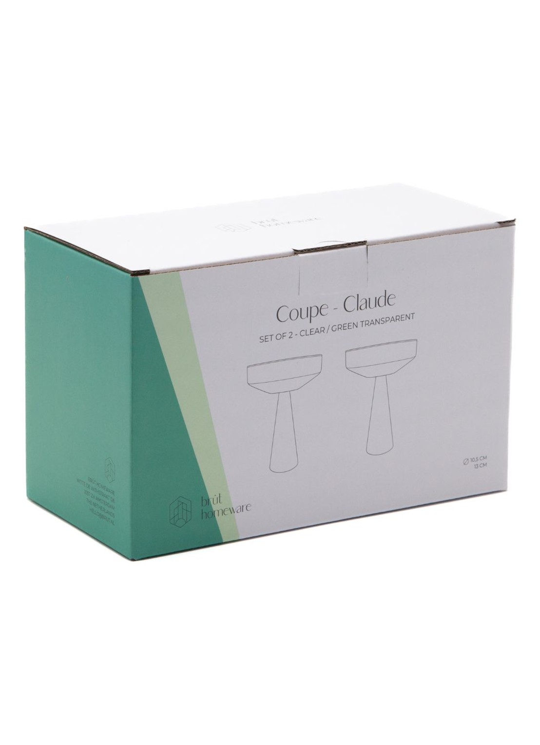 Brût Homeware Coupe glas 22,5 cl set van 2  - detail 3 groen