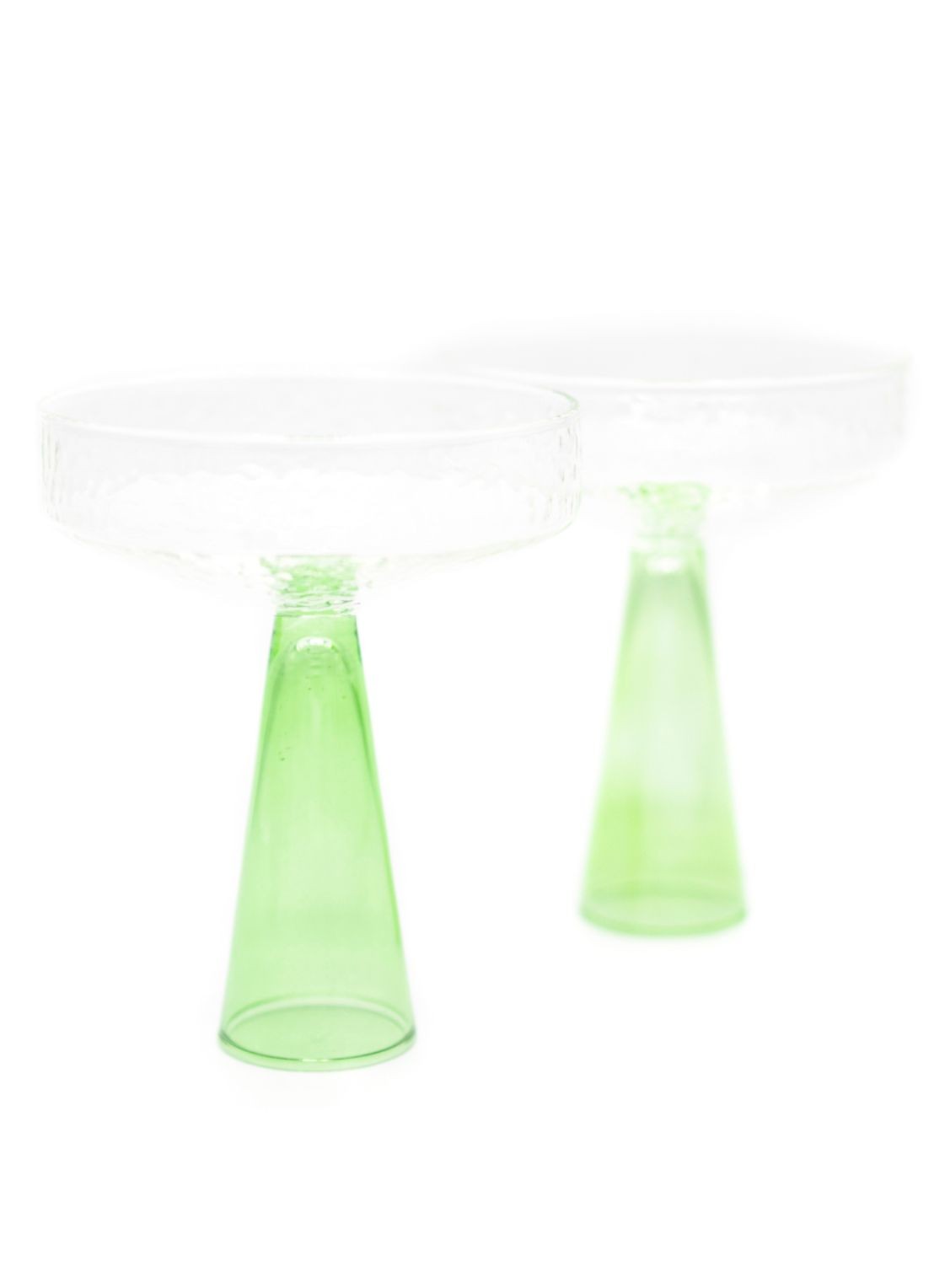 Brût Homeware Coupe glas 22,5 cl set van 2  - voorkant 2 groen