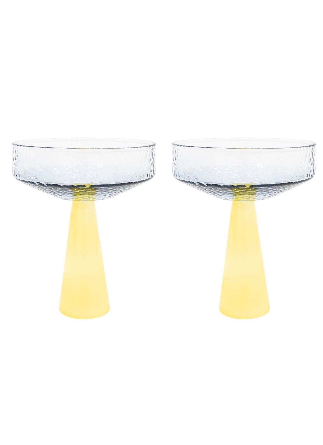 Brût Homeware Coupe glas 22,5 cl set van 2  - voorkant 6 geel