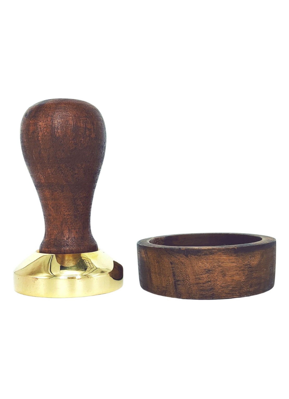 Brût Homeware Espresso tamper met houder - voorkant bruin