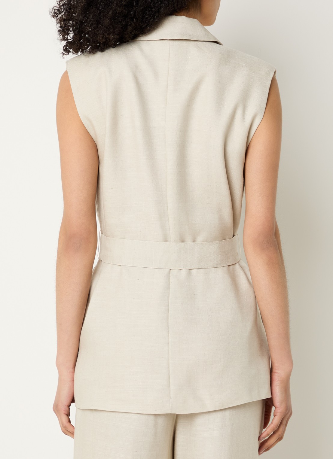 Bruuns Bazaar Alphandra gilet met strikceintuur - achterkant 3 gebroken wit