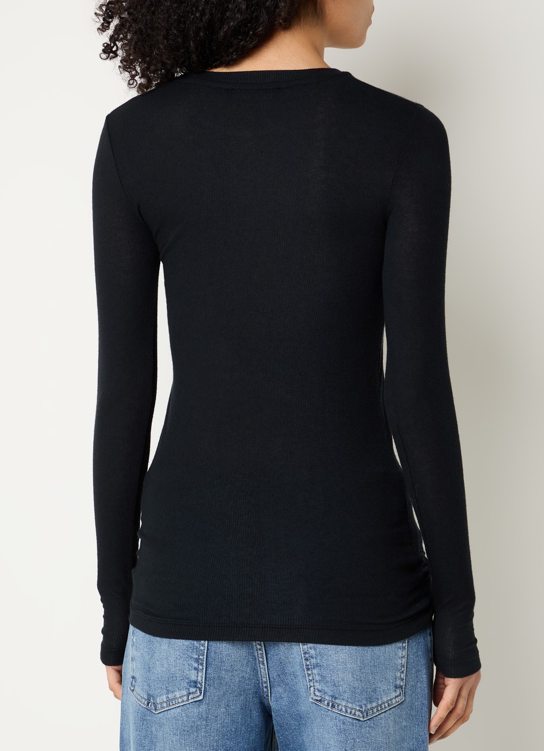 Bruuns Bazaar AngelaBB semi-transparante longsleeve in wolblend - achterkant 3 zwart