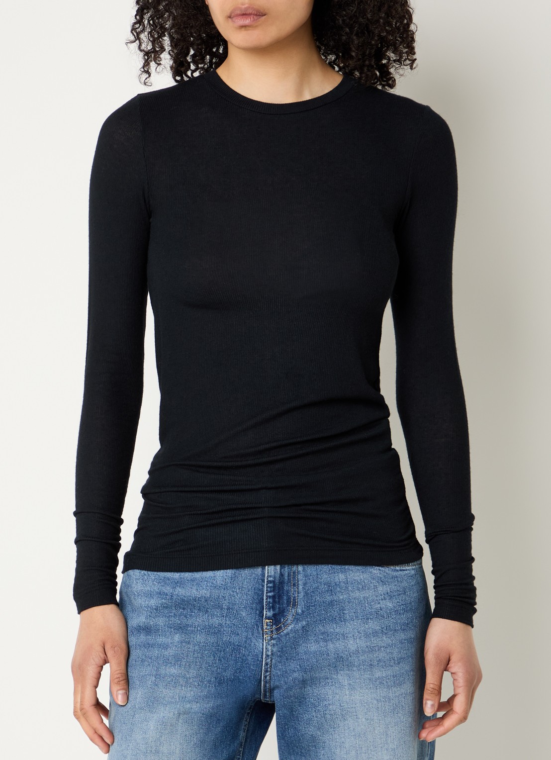 Bruuns Bazaar AngelaBB semi-transparante longsleeve in wolblend - detail 4 zwart
