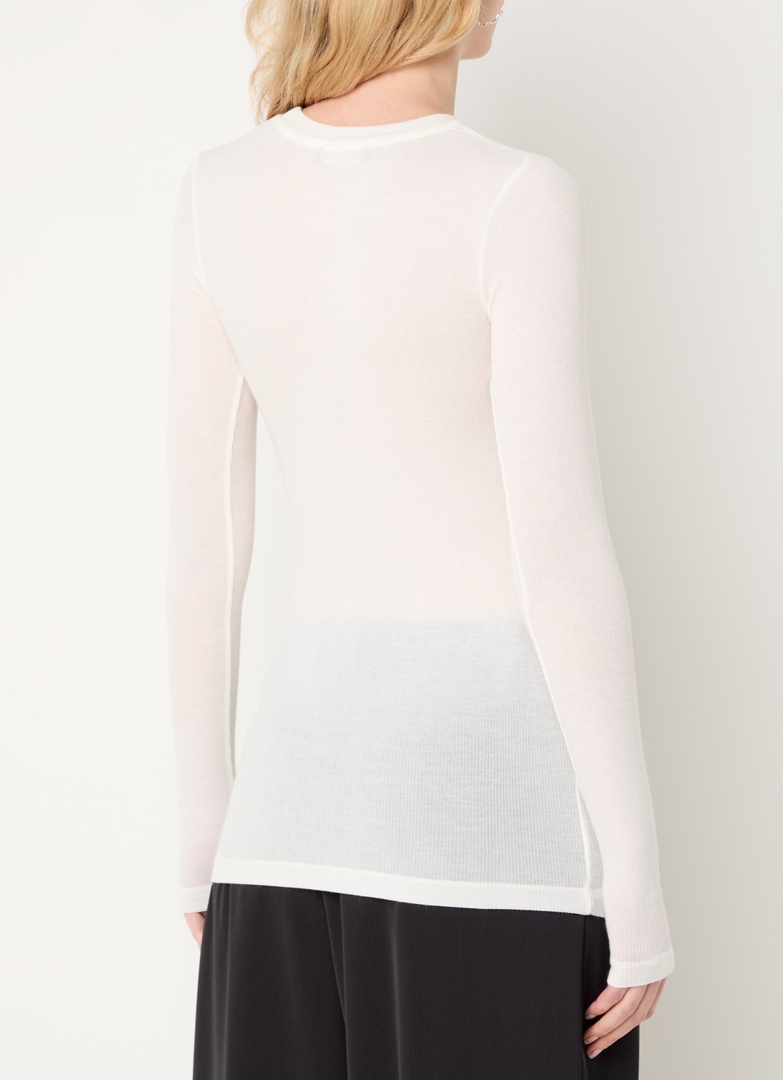 Bruuns Bazaar AngelaBB semi-transparante longsleeve in wolblend - achterkant 4 gebroken wit