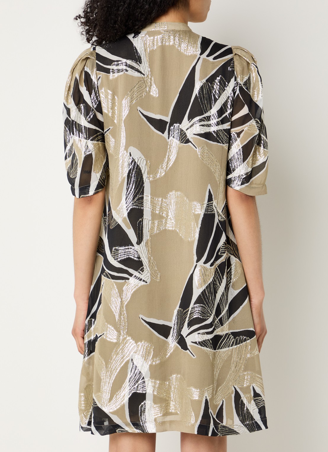 Bruuns Bazaar Diega mini blousejurk met print - achterkant 3 khaki