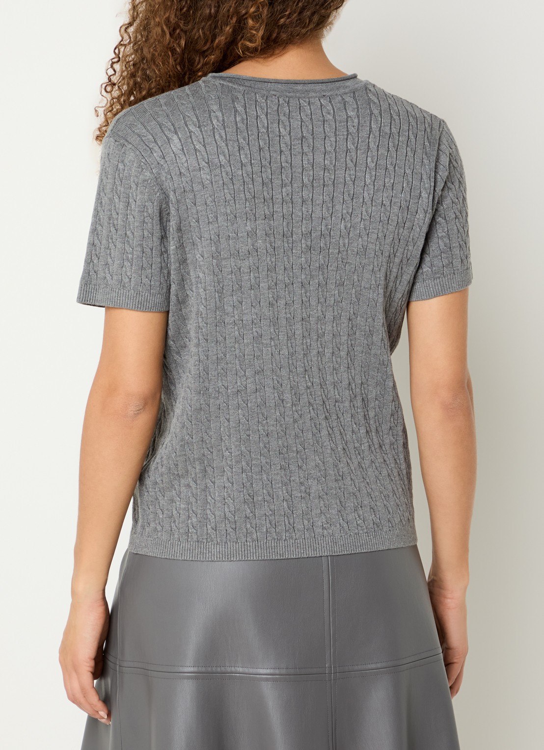 Bruuns Bazaar Glenda kabelgebreide T-shirt - achterkant 2 grijsmele