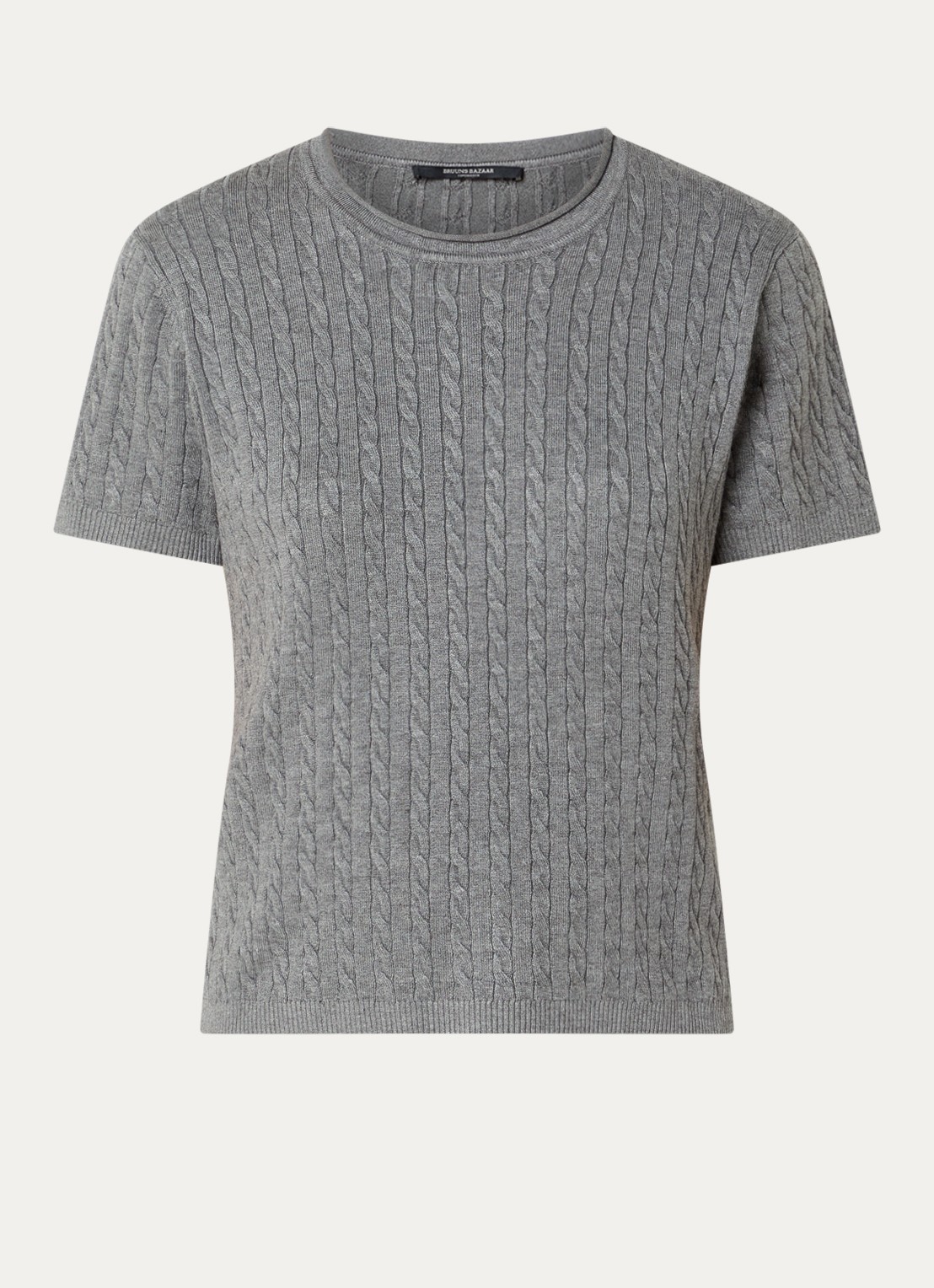 Bruuns Bazaar Glenda kabelgebreide T-shirt - voorkant 3 grijsmele