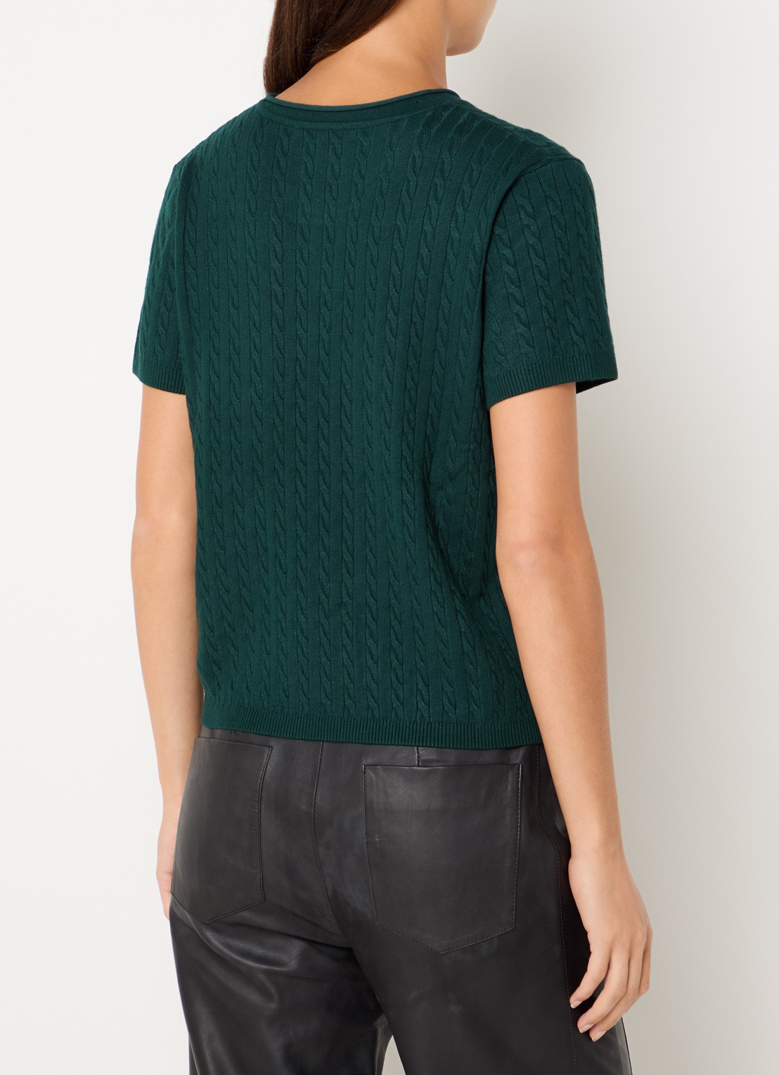 Bruuns Bazaar Glenda kabelgebreide T-shirt - achterkant 4 groen