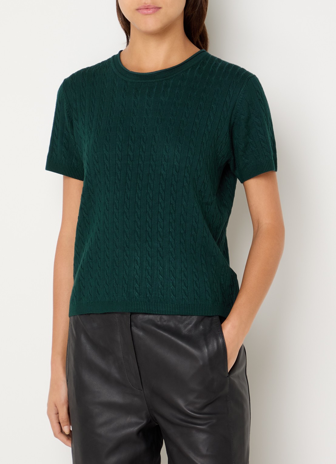 Bruuns Bazaar Glenda kabelgebreide T-shirt - detail 3 groen