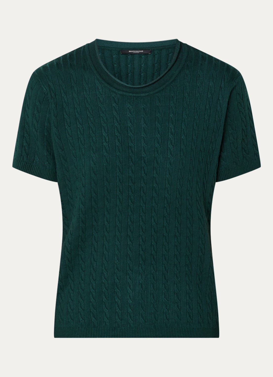 Bruuns Bazaar Glenda kabelgebreide T-shirt - voorkant groen