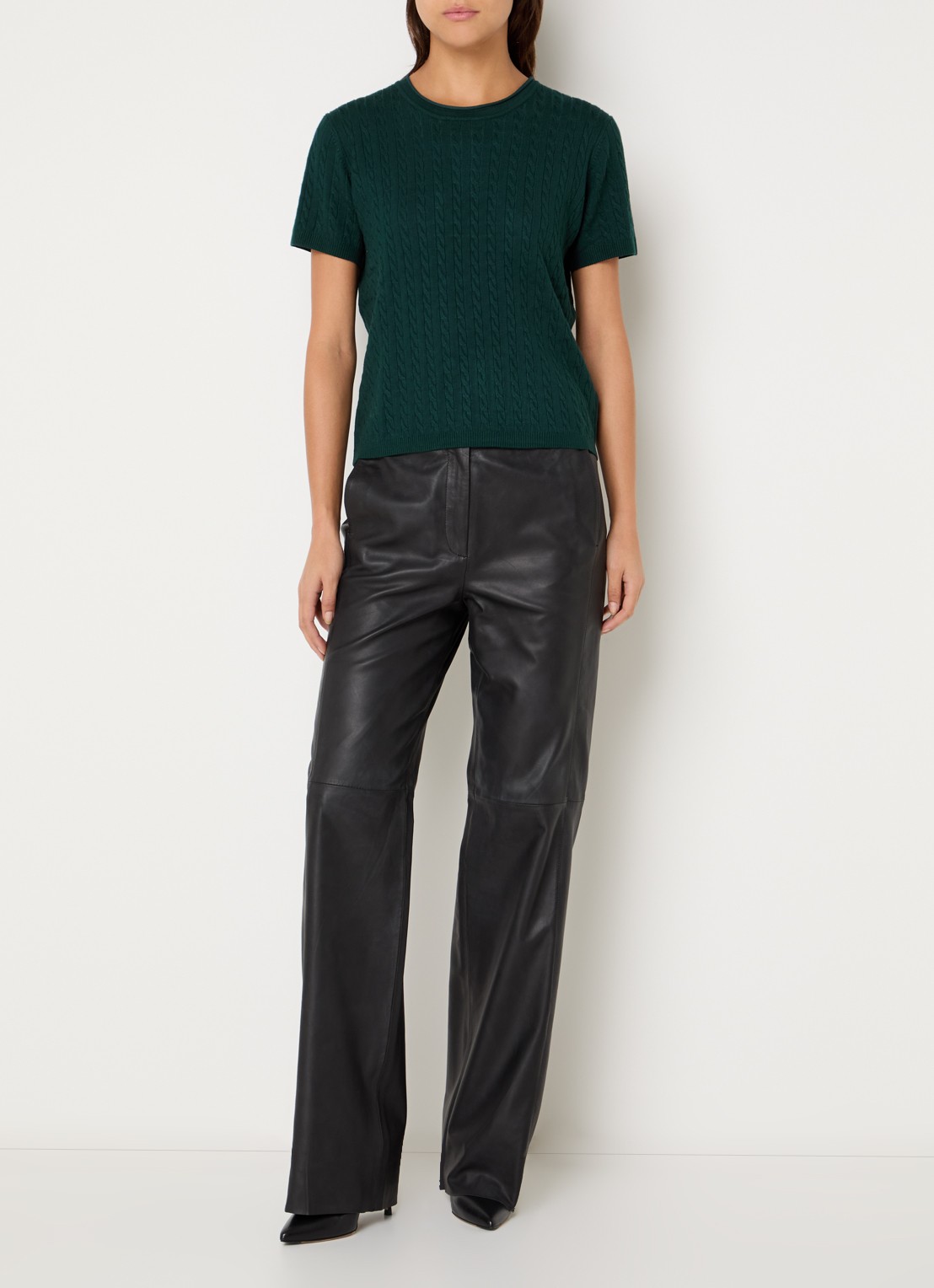 Bruuns Bazaar Glenda kabelgebreide T-shirt - voorkant 2 groen