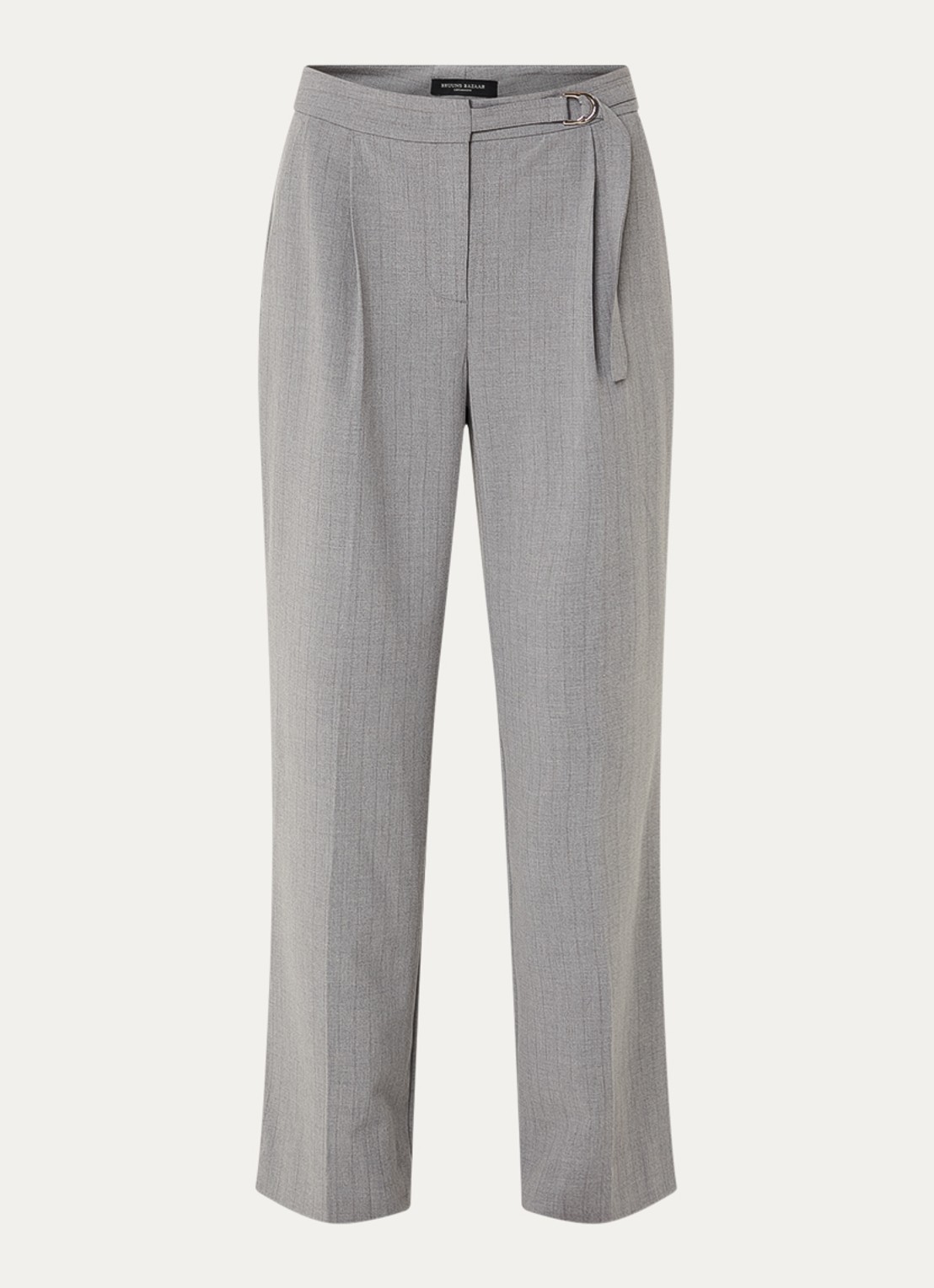Bruuns Bazaar High waist straight fit pantalon met krijtstreep - voorkant 3 grijs