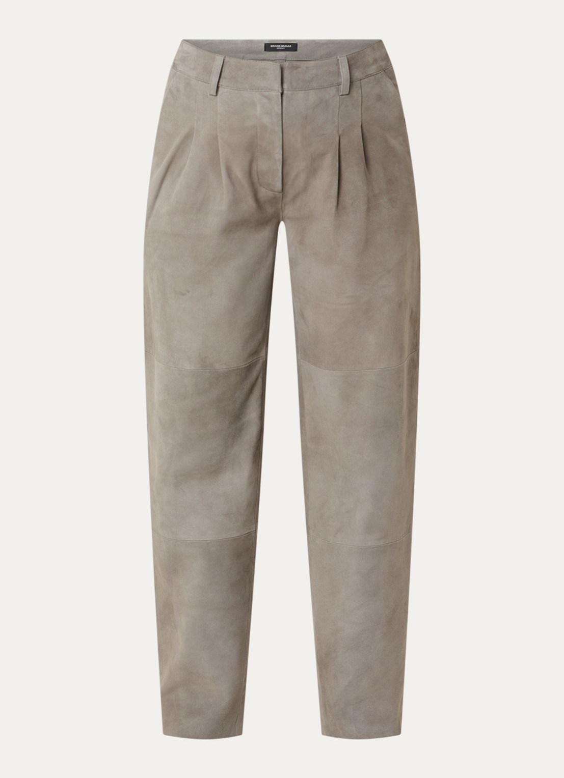 Bruuns Bazaar High waist wide fit broek met steekzakken - voorkant 2 taupe