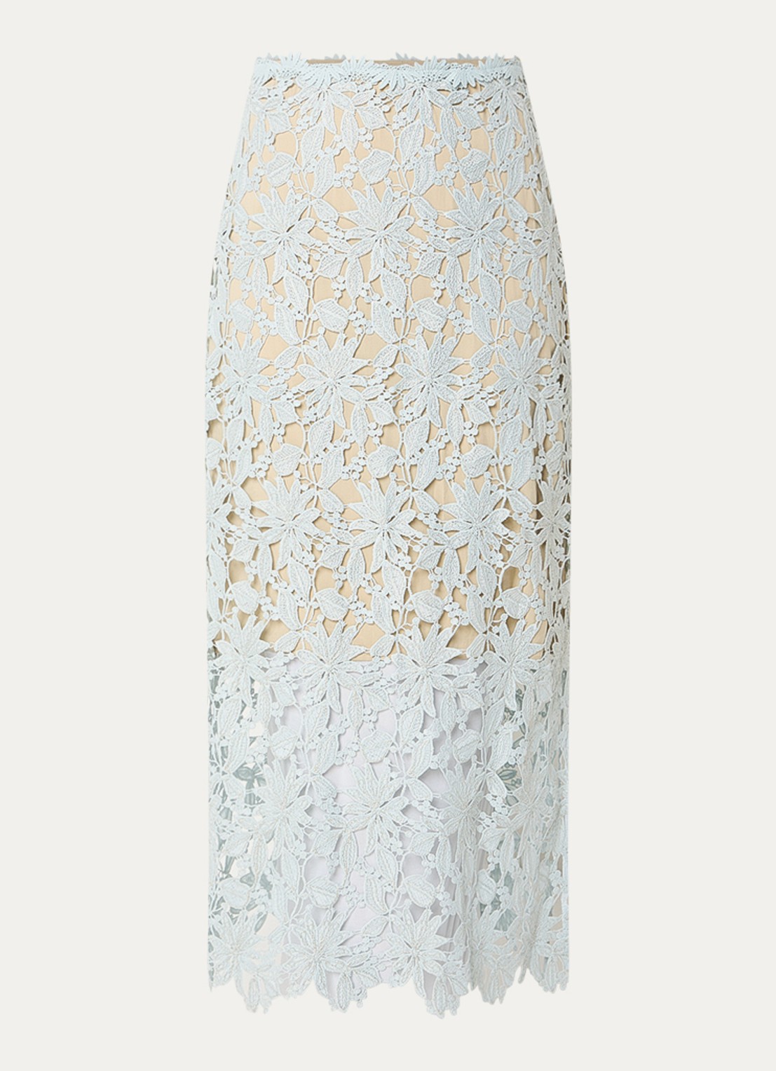 Bruuns Bazaar Joani semi-transparante maxi rok van kant - voorkant 2 lichtblauw