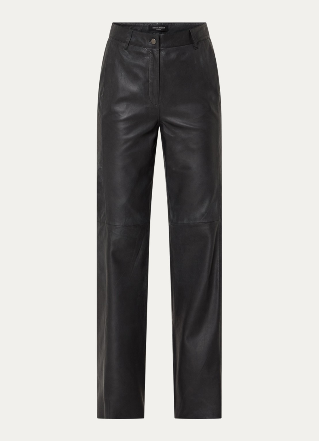 Bruuns Bazaar Liara straight fit broek van imitatieleer - voorkant zwart