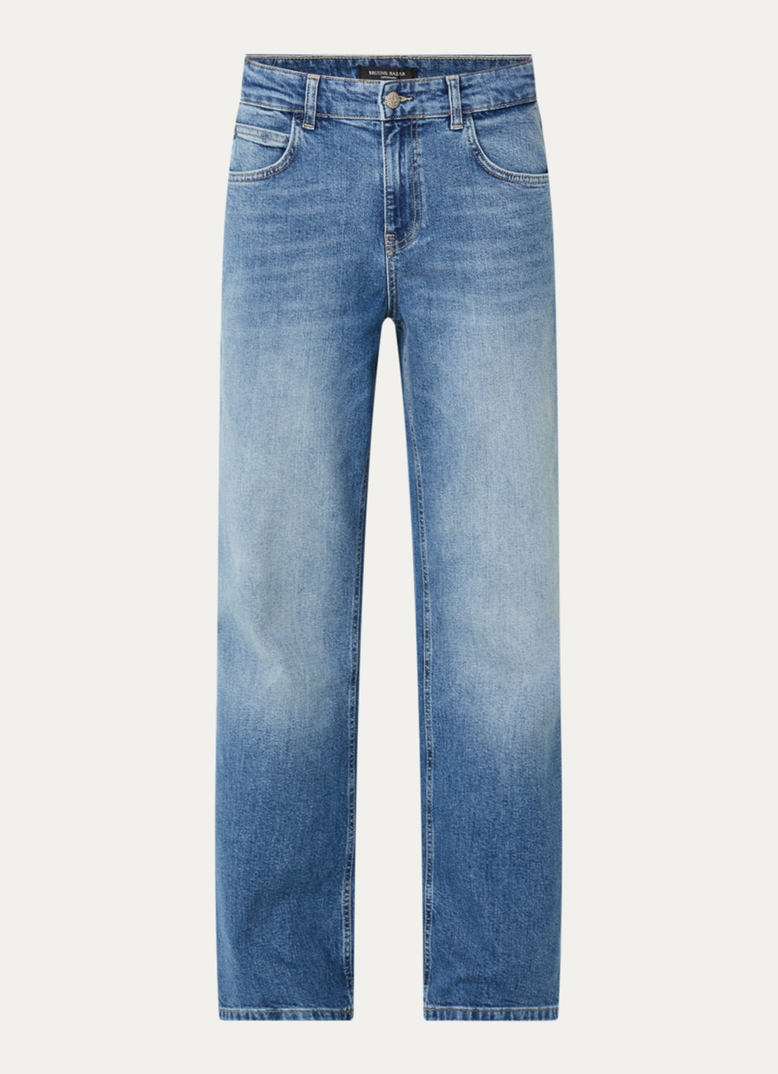 Bruuns Bazaar Lucie high waist loose fit jeans met lichte wassing - voorkant 4 indigo
