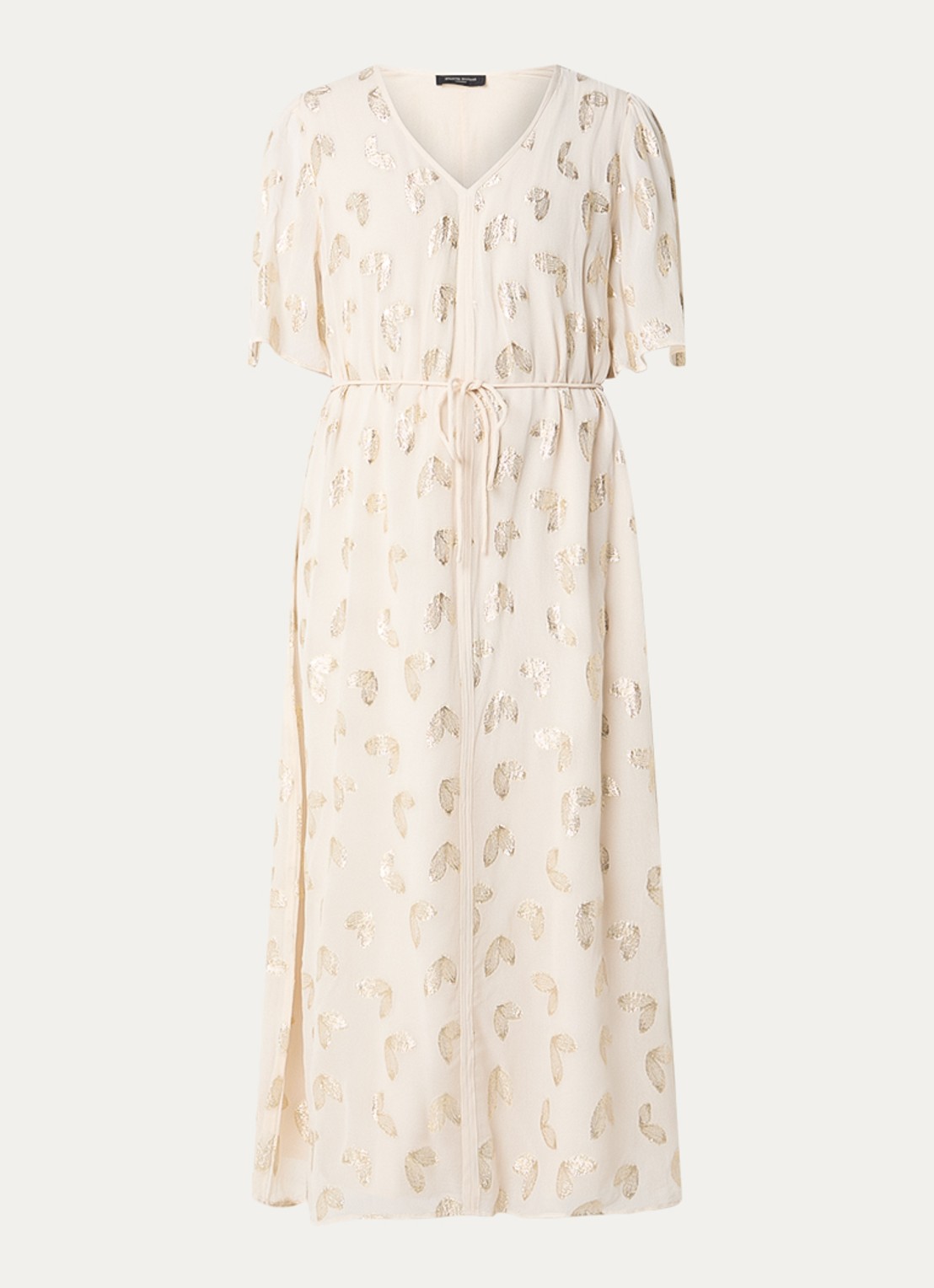 Bruuns Bazaar Majlyasa maxi tuniekjurk met print en lurex - voorkant 3 creme