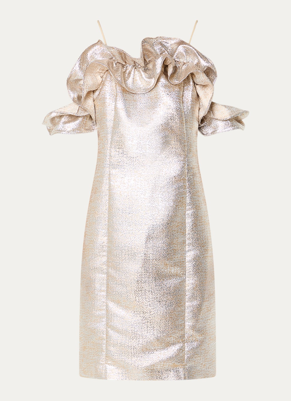 Bruuns Bazaar Martha mini jurk met metallic finish - voorkant goud