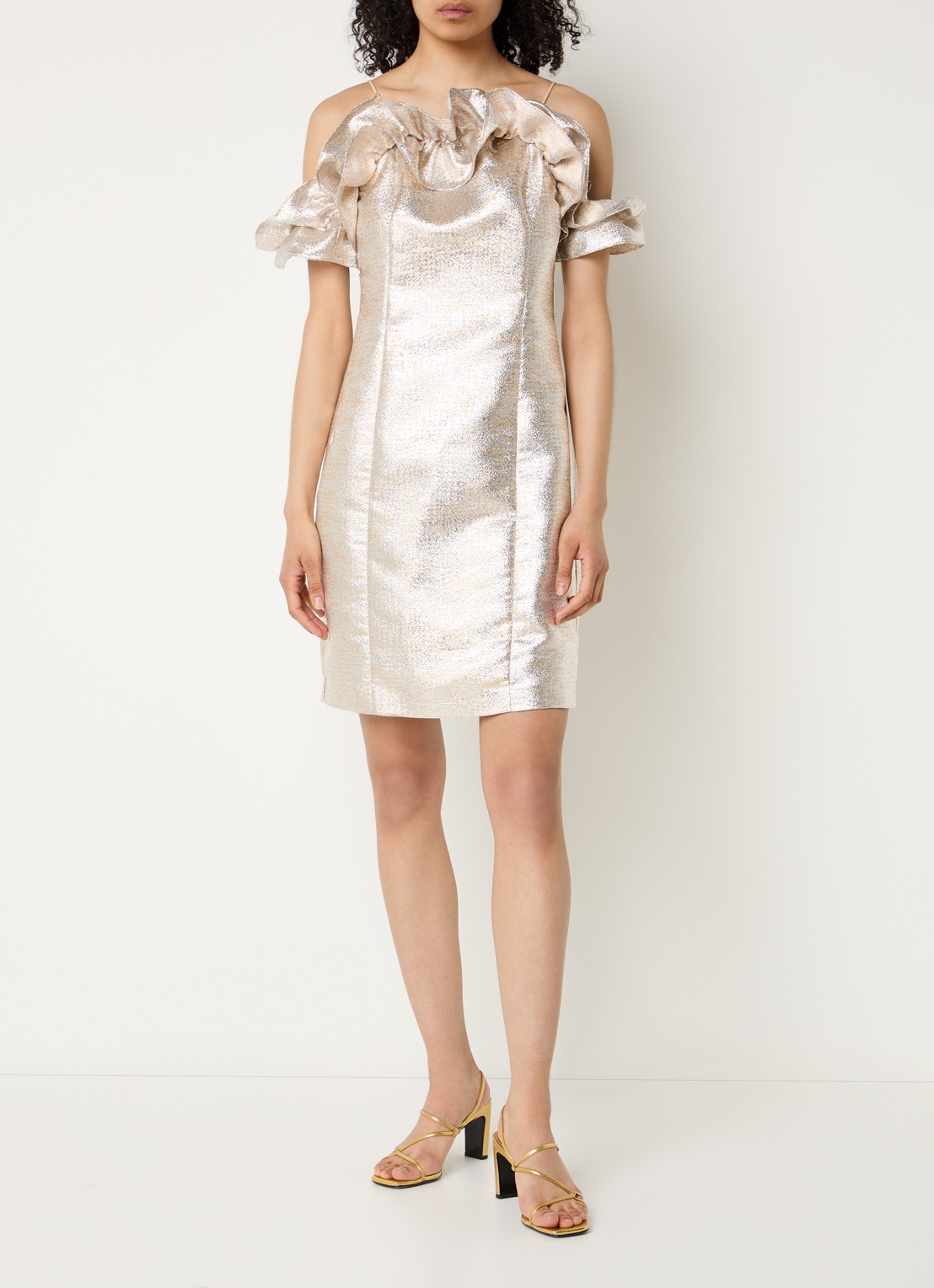 Bruuns Bazaar Martha mini jurk met metallic finish - voorkant 2 goud