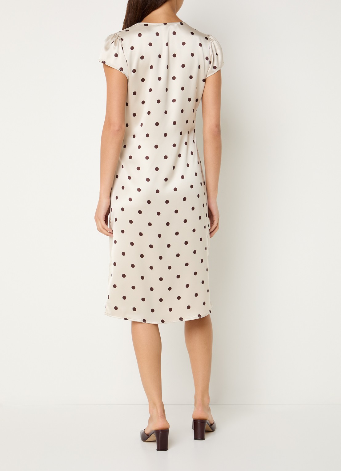 Bruuns Bazaar MatzaBBNeema midi jurk met stippenprint - achterkant 4 beige