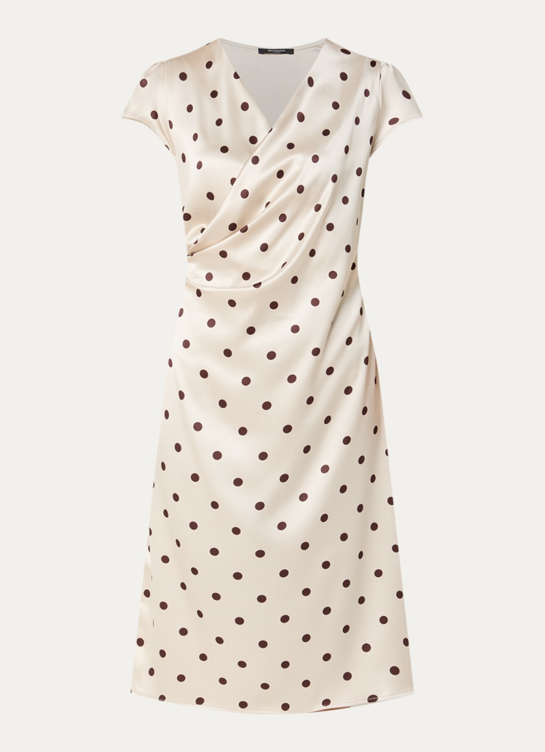 Bruuns Bazaar MatzaBBNeema midi jurk met stippenprint - voorkant 2 beige