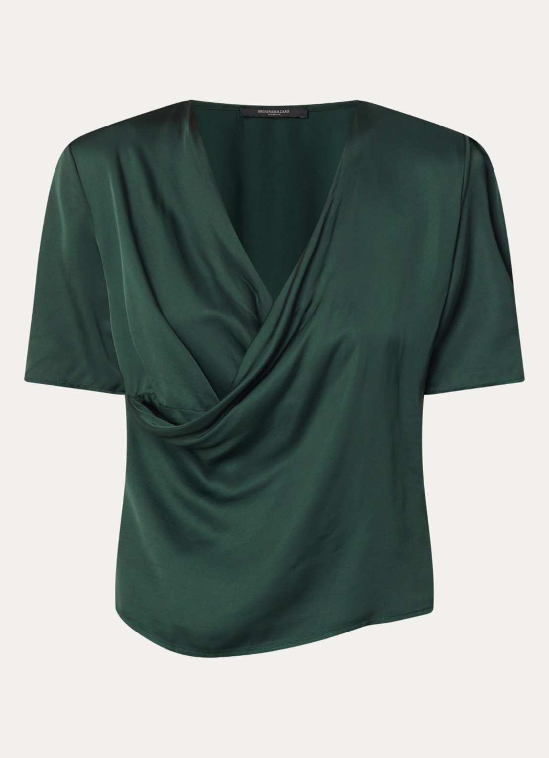 Bruuns Bazaar Neemas top van satijn - voorkant 3 groen
