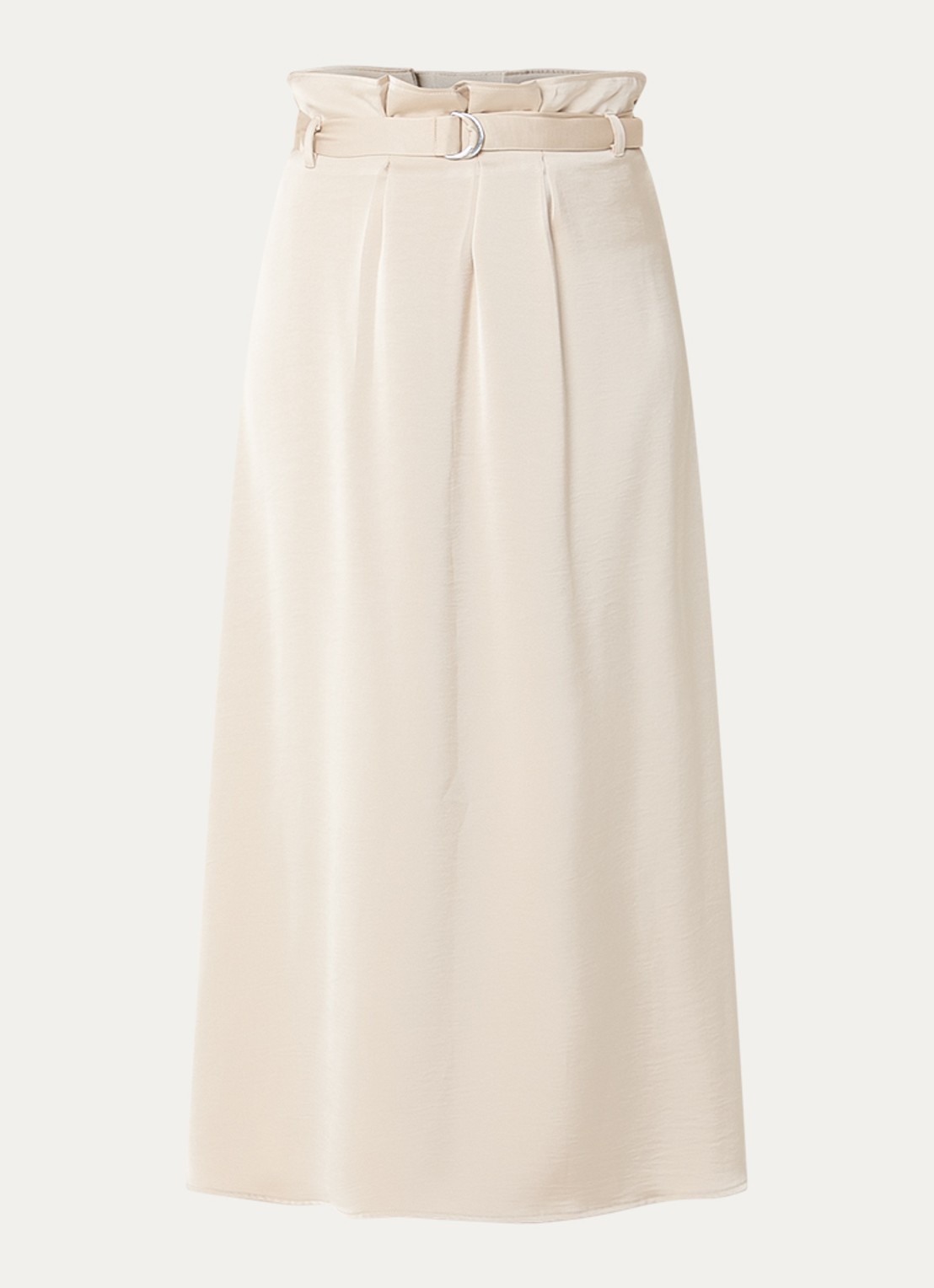 Bruuns Bazaar Surina maxi rok van satijn met ceintuur - voorkant 2 beige