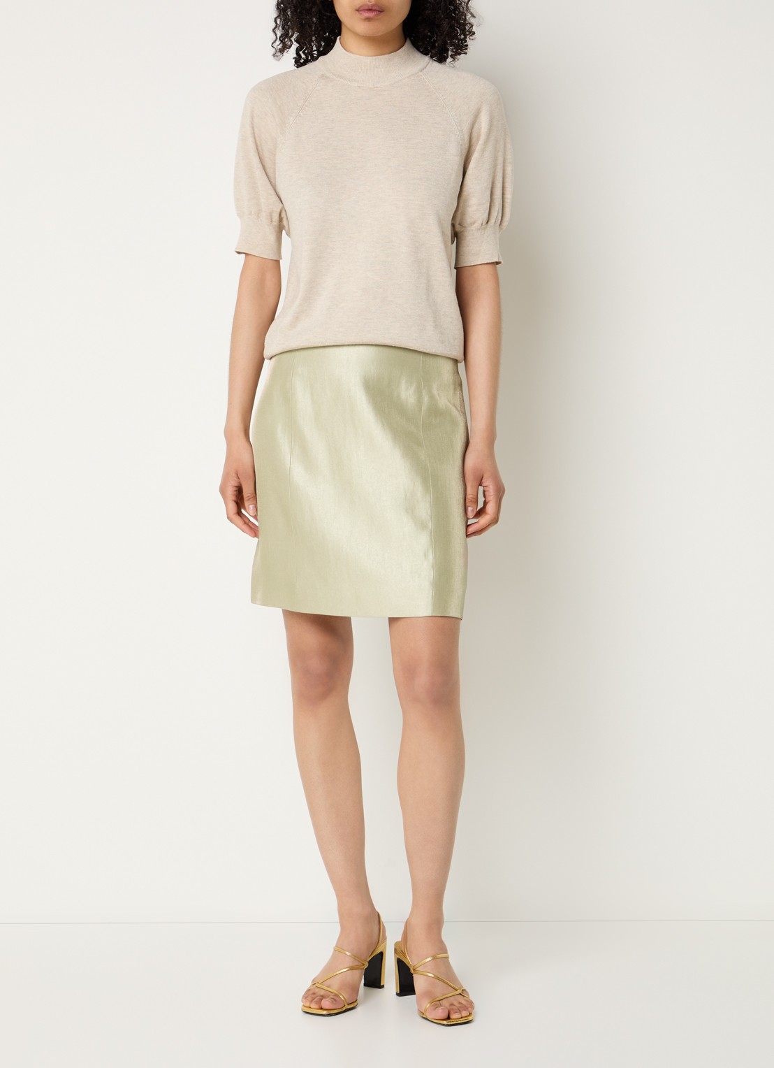 Bruuns Bazaar Sussan mini rok met metallic finish - voorkant 3 goud