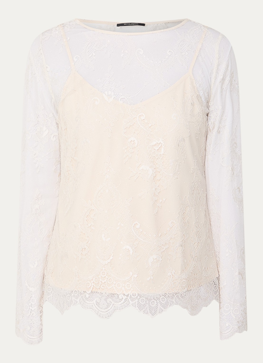 Bruuns Bazaar Synvia semi-transparante tuniek van kant - voorkant 2 beige