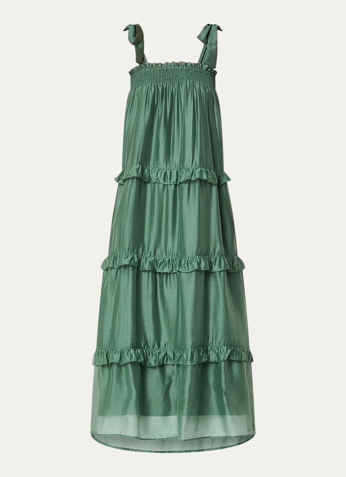 Bruuns Bazaar Tellea maxi jurk met volant - voorkant 3 groen