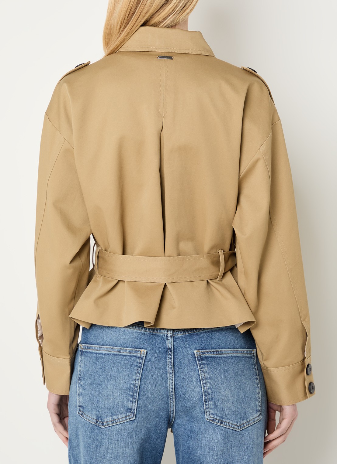 Bruuns Bazaar Tilia trenchcoat met steekzakken - achterkant camel