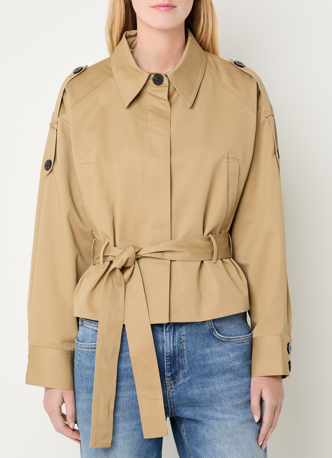 Bruuns Bazaar Tilia trenchcoat met steekzakken - detail 2 camel