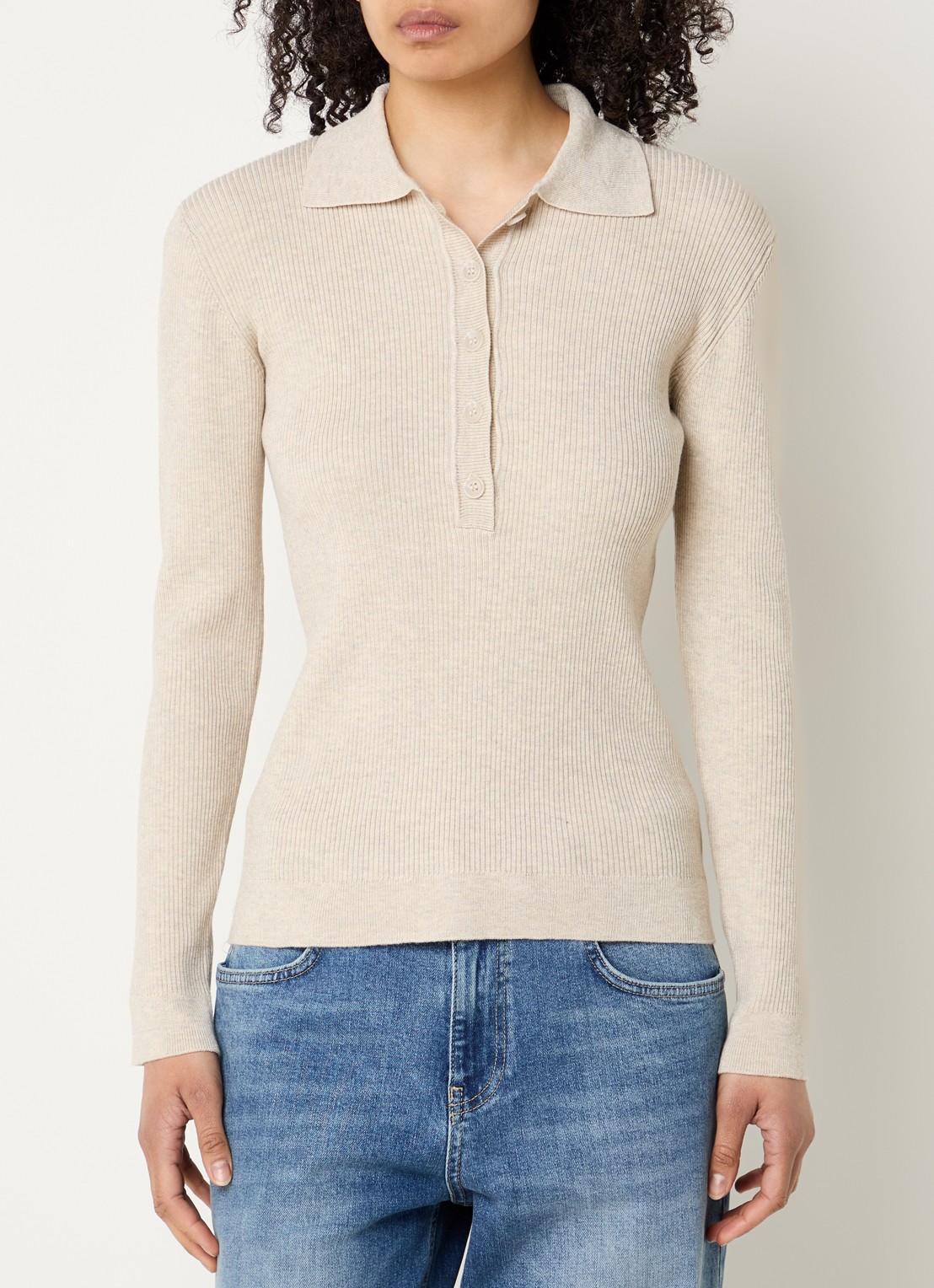 Bruuns Bazaar Top met knoopsluiting - detail 4 beige