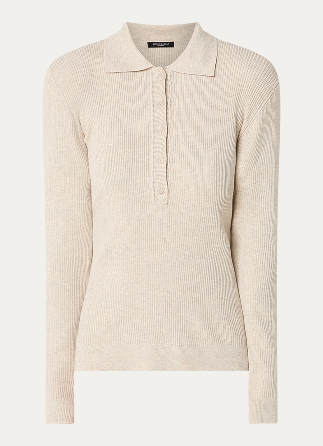 Bruuns Bazaar Top met knoopsluiting - voorkant beige