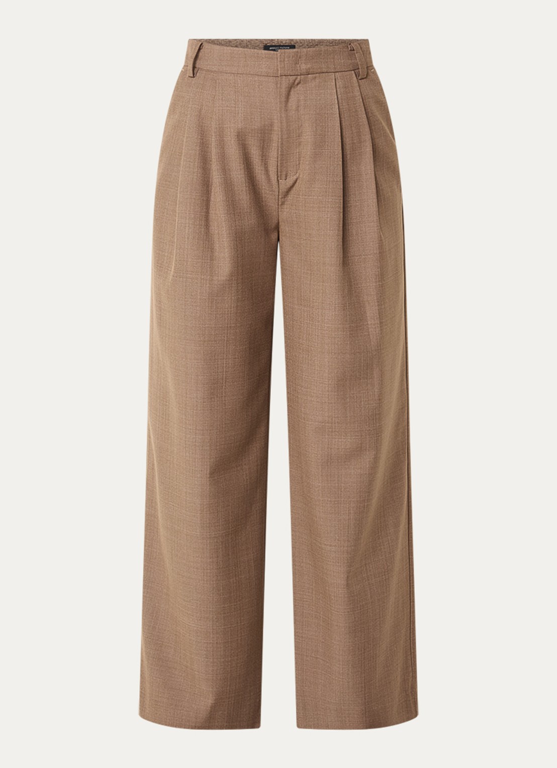 Bruuns Bazaar Vala high waist wide fit pantalon met steekzakken - voorkant 3 bruin