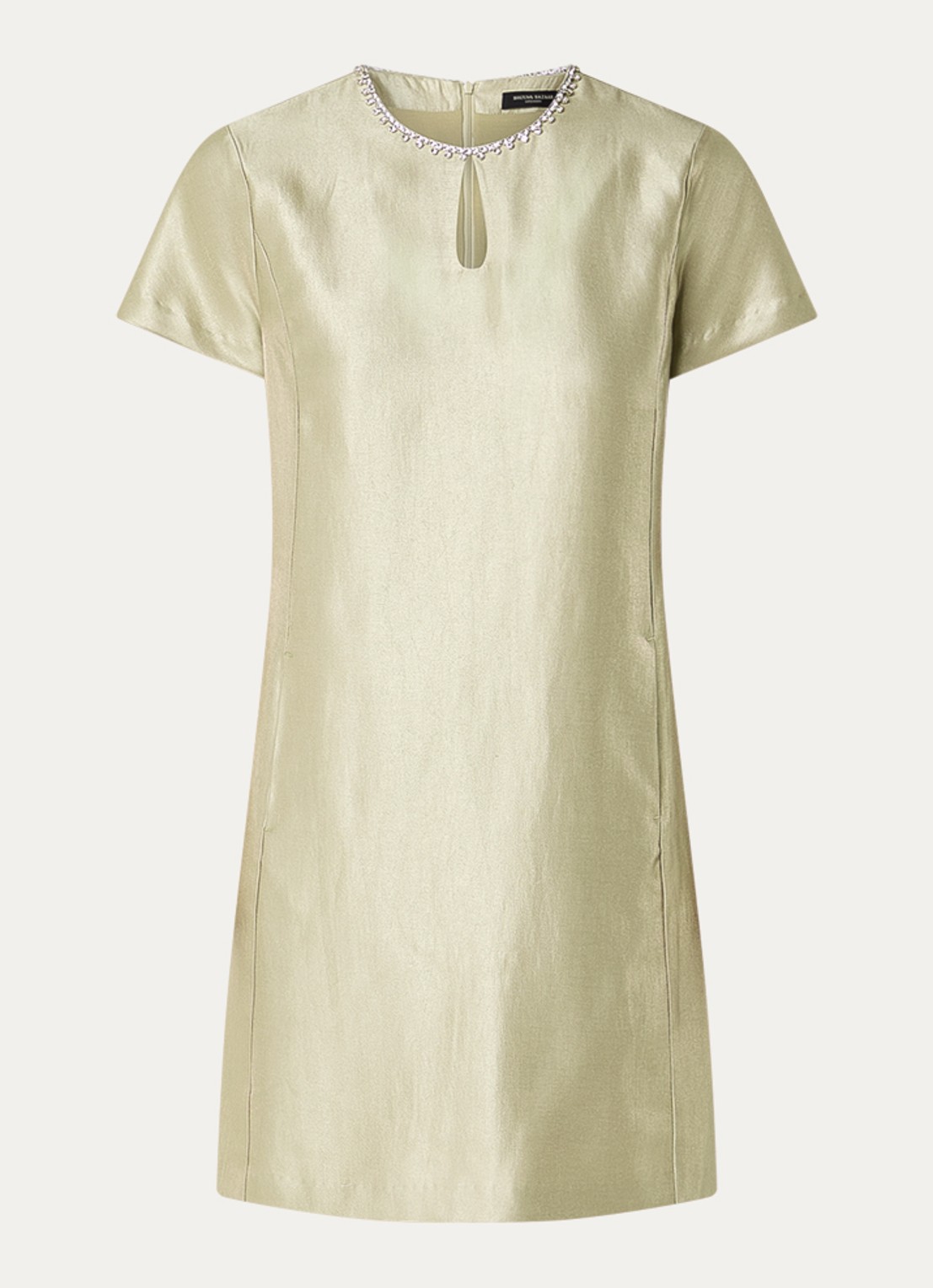 Bruuns Bazaar Vinna mini jurk met ronde hals - voorkant 3 goud
