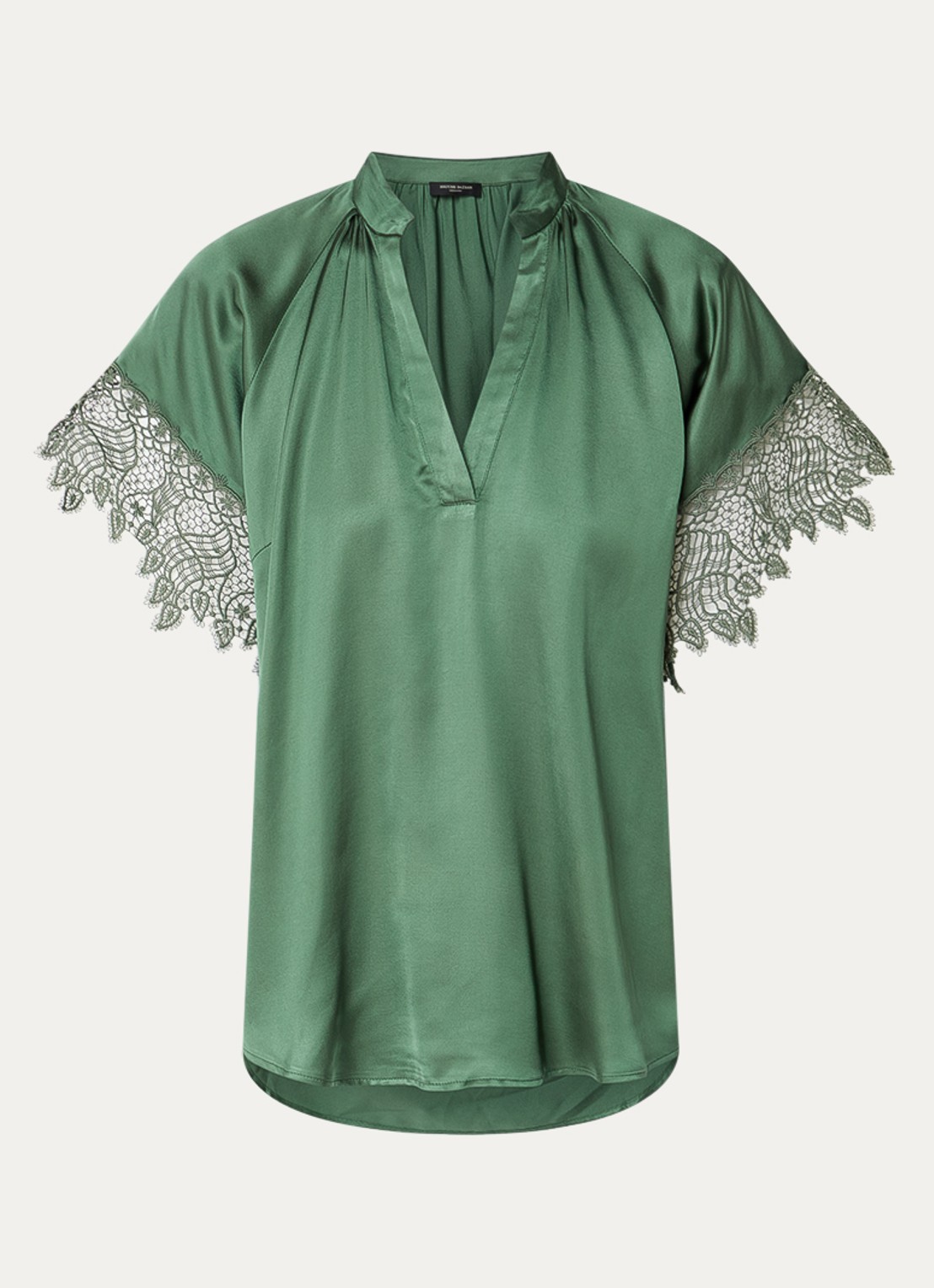 Bruuns Bazaar Winy tuniek met broderie en V-hals - voorkant 2 groen