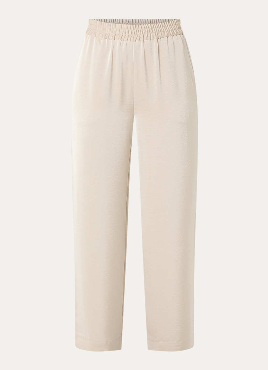 Bruuns Bazaar Zalia high waist loose fit broek van satijn - voorkant beige