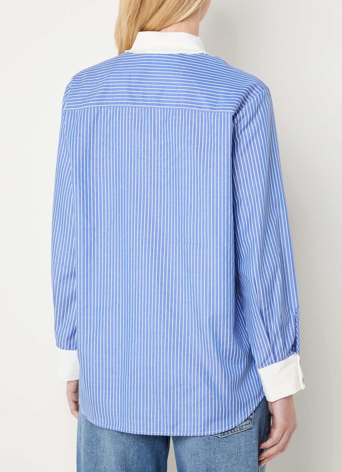 Bruuns Bazaar Ziana blouse met streepprint - achterkant 4 blauw