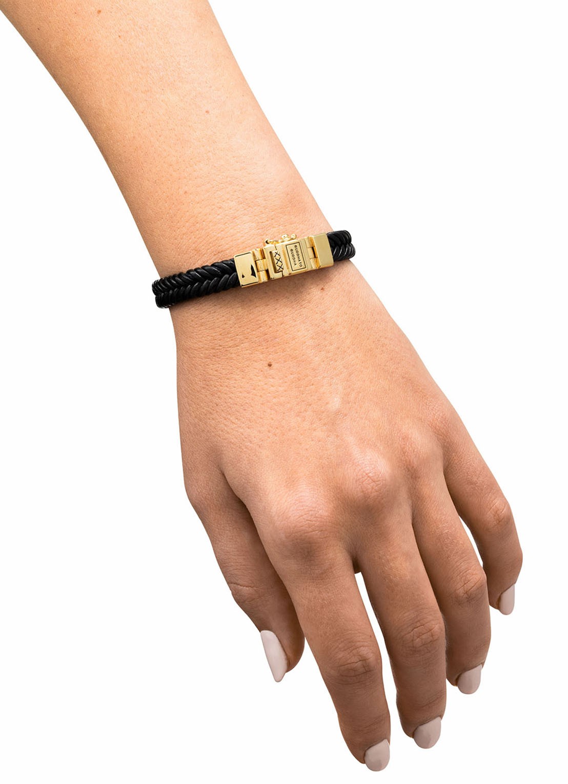 Buddha to Buddha Barbara armband van gevlochten leer - detail 3 goud