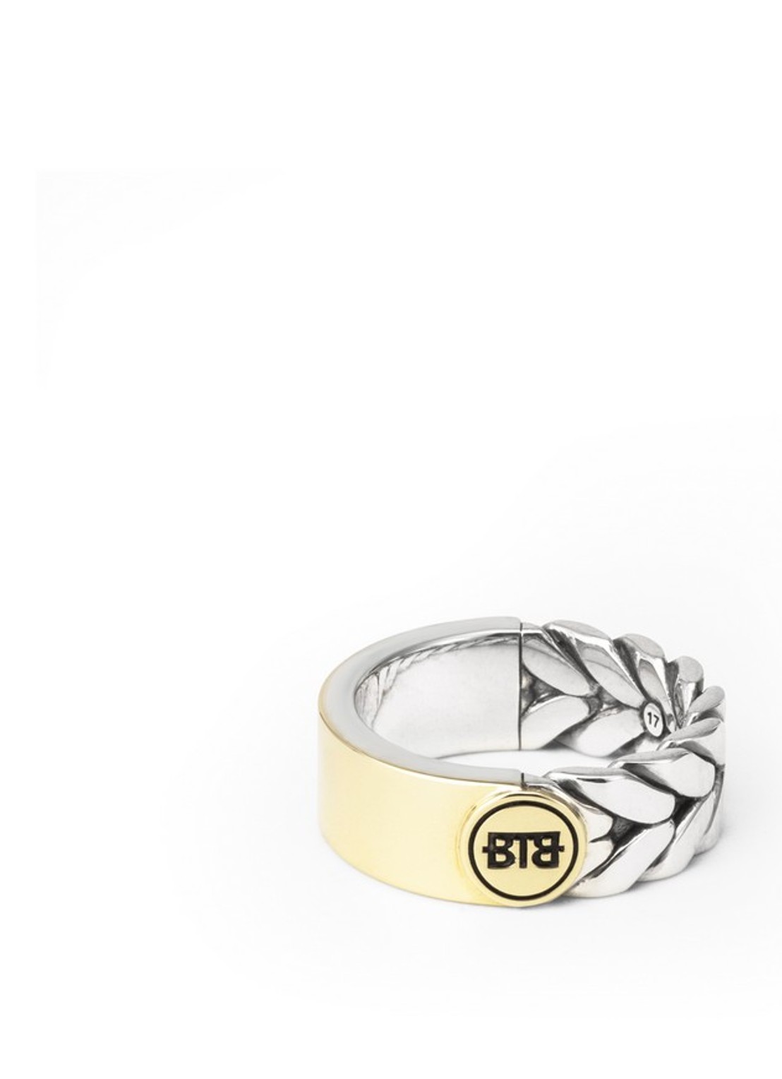 Buddha to Buddha Barbara Dual ring van zilver met detail van 14 karaat goud - voorkant zilver