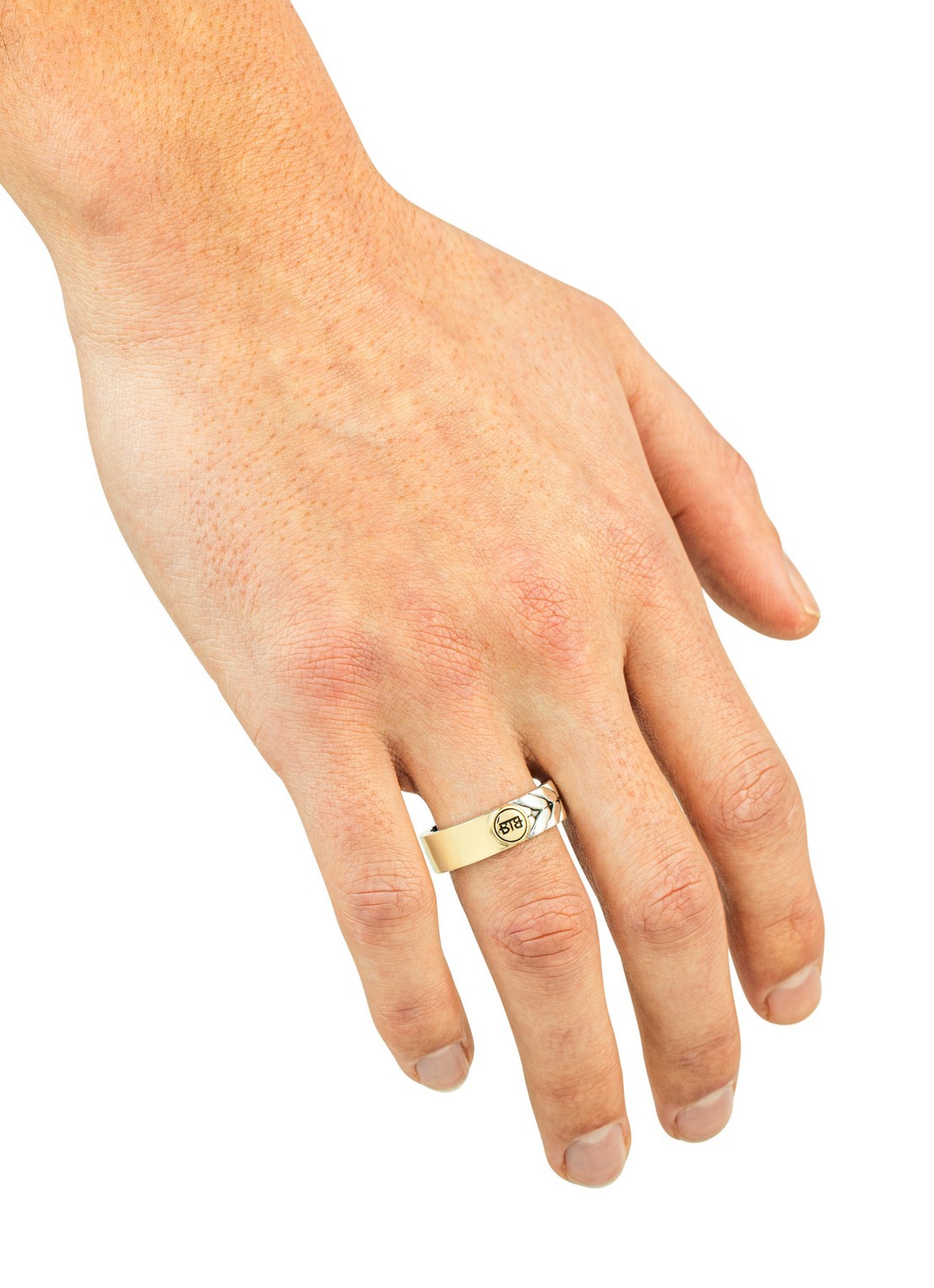 Buddha to Buddha Barbara Dual ring van zilver met detail van 14 karaat goud - voorkant 2 zilver