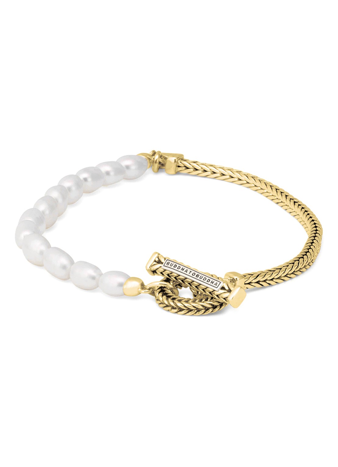 Buddha to Buddha Barbara Mini Pearl armband verguld - voorkant 4 goud